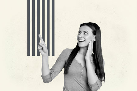 Banner full 3d artwork collage of happy businesswoman businessman receive development career aim achievement doodle successの写真素材