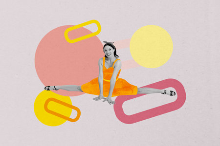 Banner image poster art collage of happy girl guy dance weekend party chill entertainment success occasion celebrate holidayの写真素材