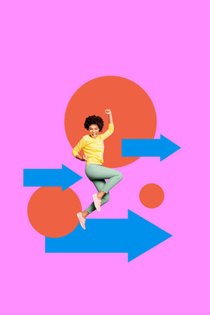 Collage of person man woman analyzing financial data with rising arrows symbolizing growth success incomeの写真素材