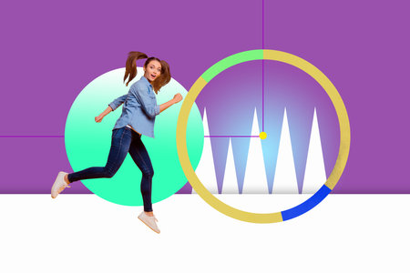 Collage Featuring Excited Business person With Business Chart Pie Graph Analyzing Data Statistics Conceptの写真素材