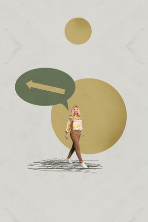 Collage of person jumping forward with arrows symbolizing growth progress rising financial achievementの写真素材