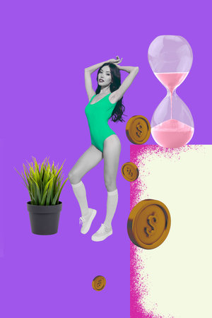 Business collage representing business income and online profit dollar coin rich person successful...
