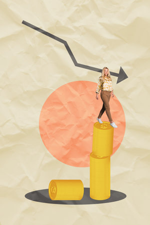 Creative collage big dollar coin with restriction signs representing cryptocurrency banking global financial crisisの写真素材