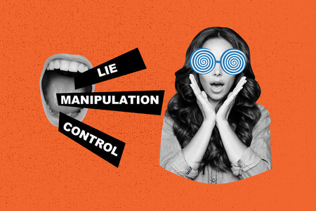 Full image art banner collage of shocked girl stand mouth scream glassesの写真素材