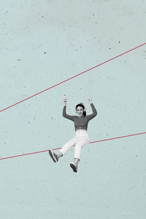 Banner pop 3d zine collage of happy businesswoman businessman stand arrow development career chance promotion employee startupの写真素材