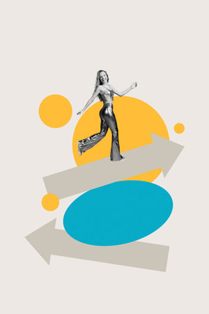 Collage of person man woman analyzing financial data with rising arrows symbolizing growth success incomeの写真素材