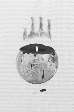 Collage photo concept of world hot climate changing candle fire inside planet earth bloody drops environment problems isolated on painted backgroundの写真素材