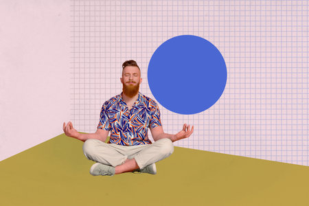 Composite full 3d image collage of happy businesswoman businessman receive career development geometric sphere figure progressの写真素材