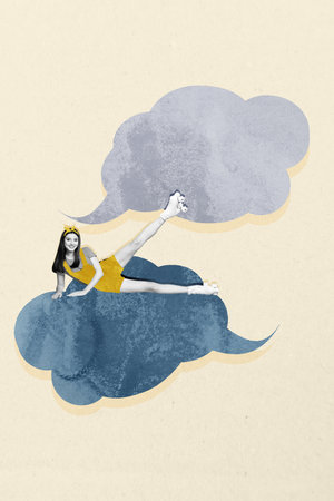 Artwork banner vertical photo collage of happy girl guy hold laptop type message correspondence icon chatterbox app notificationの写真素材