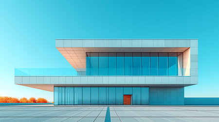 About  a minimalist architecture shot featuring a sleek, Generative aiの素材