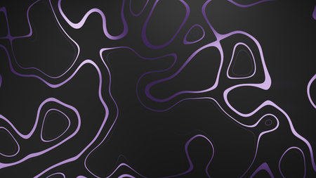 abstract black background with purple metallic shapes and designs 3d illustrationの写真素材
