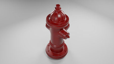 red fire hydrant isolated on white with a few worn spots and rust 3d illustrationの写真素材