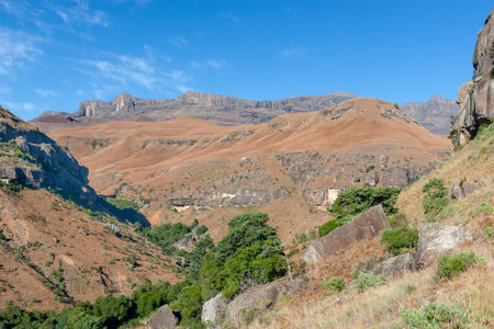 Rainbow Gorge, Cathedral Peak Nature Reserve, Drakensberg Mountain Range, Kwazulu Natal, South Africaの写真素材