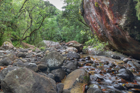Rainbow Gorge, Cathedral Peak Nature Reserve, Drakensberg, Kwazulu Natal, South Africaの写真素材