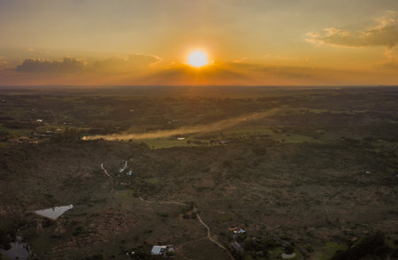 Aerial view of farm land east of Pretoria, South Africaの写真素材