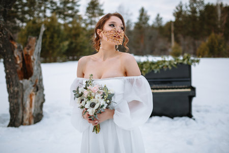Wedding jewelry on the bride's head. Winterの写真素材