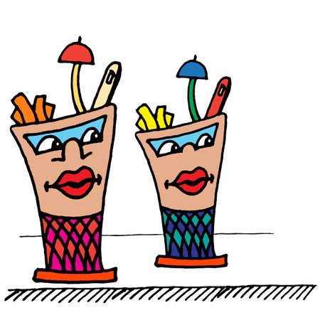 two cartoon style glasses illustrationのイラスト素材