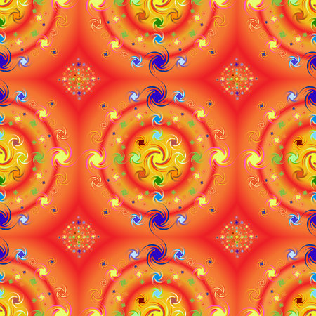vibrant red and orange seamless pattern with swirlsのイラスト素材