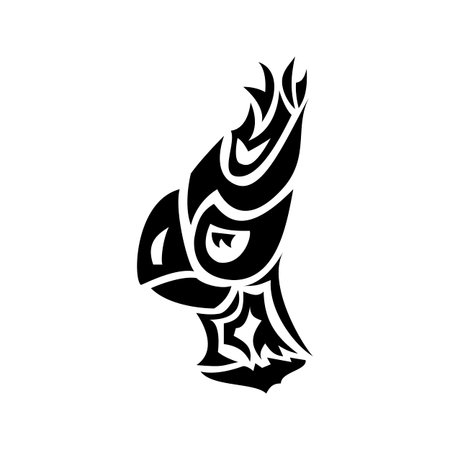 silhouette parrot head looking to the leftのイラスト素材