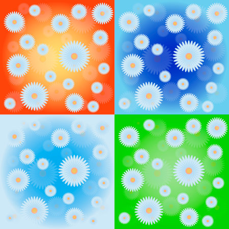 camomile field four pattern set in different colorsのイラスト素材