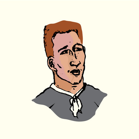 illustration of a man looking to the rightのイラスト素材