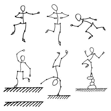 six stick human figures setのイラスト素材