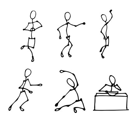 six stick human figures setのイラスト素材