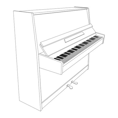 open piano contour with keyboard, pedals and deskのイラスト素材