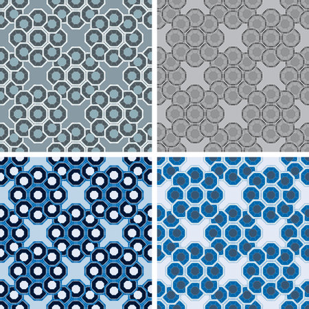 seamless colored octagon pattern setのイラスト素材