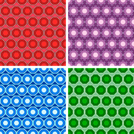 seamless colored octagon pattern setのイラスト素材