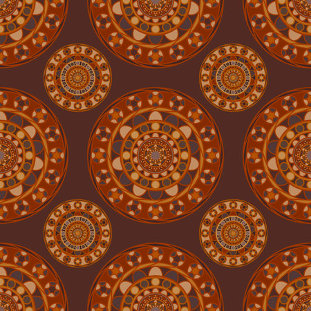 seamless brown round art patternのイラスト素材