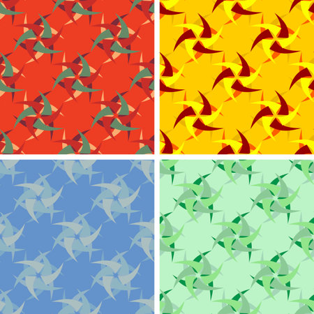 seamless colored abstract art pattern setのイラスト素材