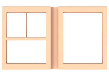 isolated folding photoframe book render in light tonesの写真素材