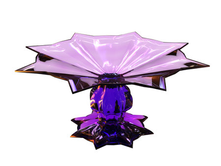 isolated dessert bowl on white background made of purple glassの写真素材