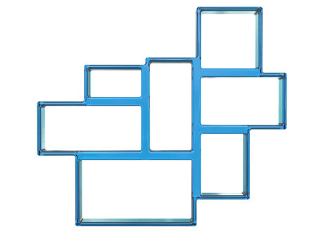 isolated bookshelf design on white background made in glassの写真素材