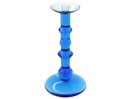 modern candleholder design 3d render isolated on white background in blue tonesの写真素材