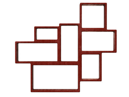 isolated bookshelf design on white background made in woodの写真素材