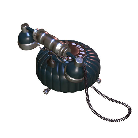 retro style dial vintage phone 3d illustrationの写真素材