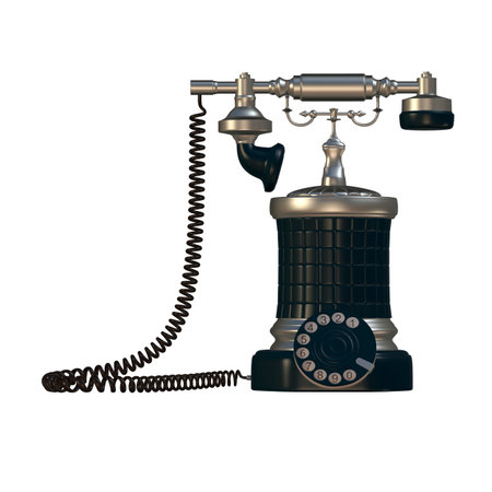 retro style dial vintage phone 3d illustrationの写真素材