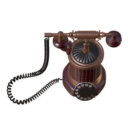 retro style dial vintage phone 3d illustrationの写真素材