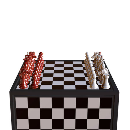 3d illustration of chess  situation with boardの写真素材