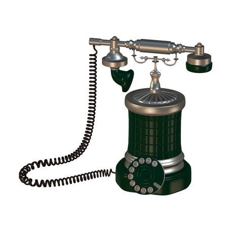 retro style dial vintage phone 3d illustrationの写真素材