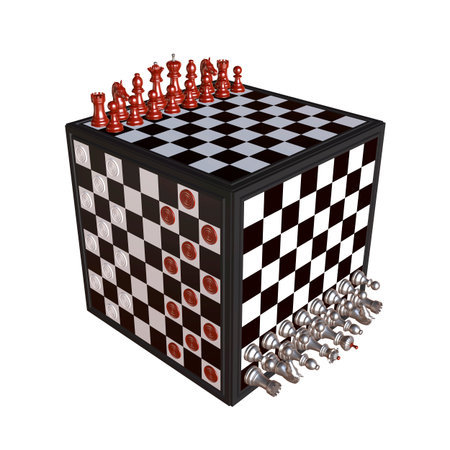 3d illustration of chess  situation with boardの写真素材