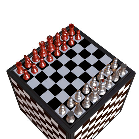 3d illustration of chess  situation with boardの写真素材