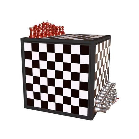 3d illustration of chess  situation with boardの写真素材