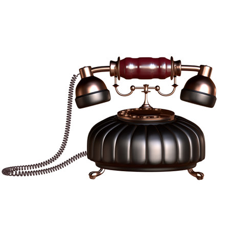 retro style dial vintage phone 3d illustrationの写真素材