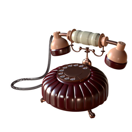 retro style dial vintage phone 3d illustrationの写真素材