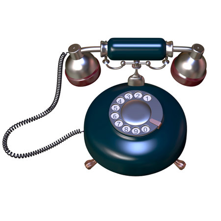 retro style dial vintage phone 3d illustrationの写真素材