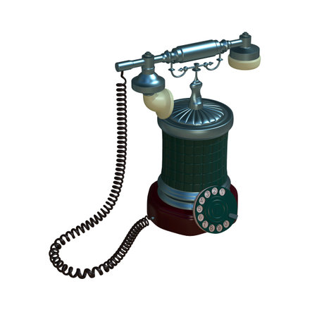 retro style dial vintage phone 3d illustrationの写真素材