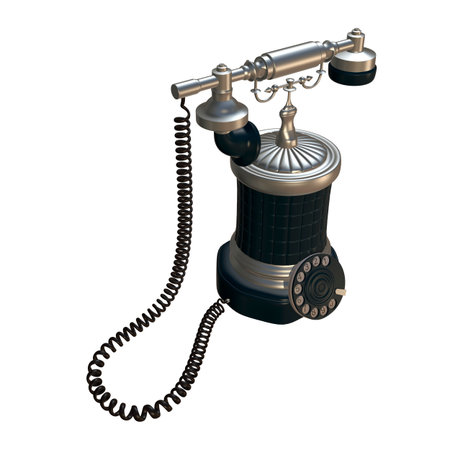 retro style dial vintage phone 3d illustrationの写真素材